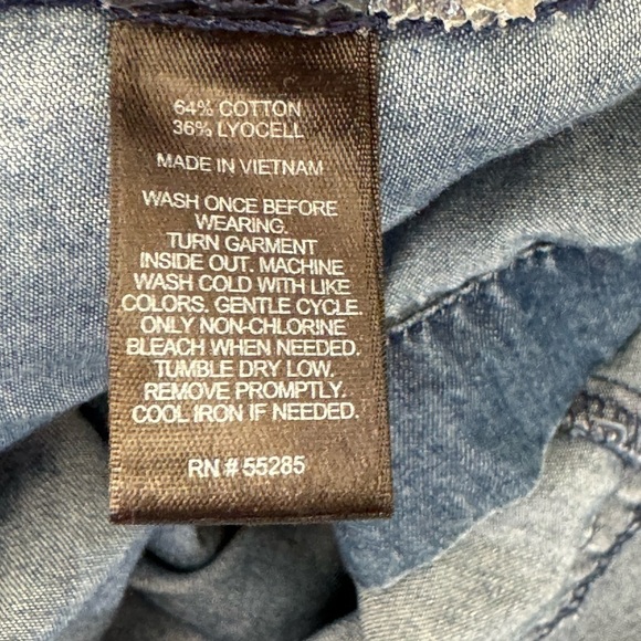 Express Romper Shorts Sz S Blue Denim Look Pockets Drawstring Cruise Cacation - Picture 9 of 9